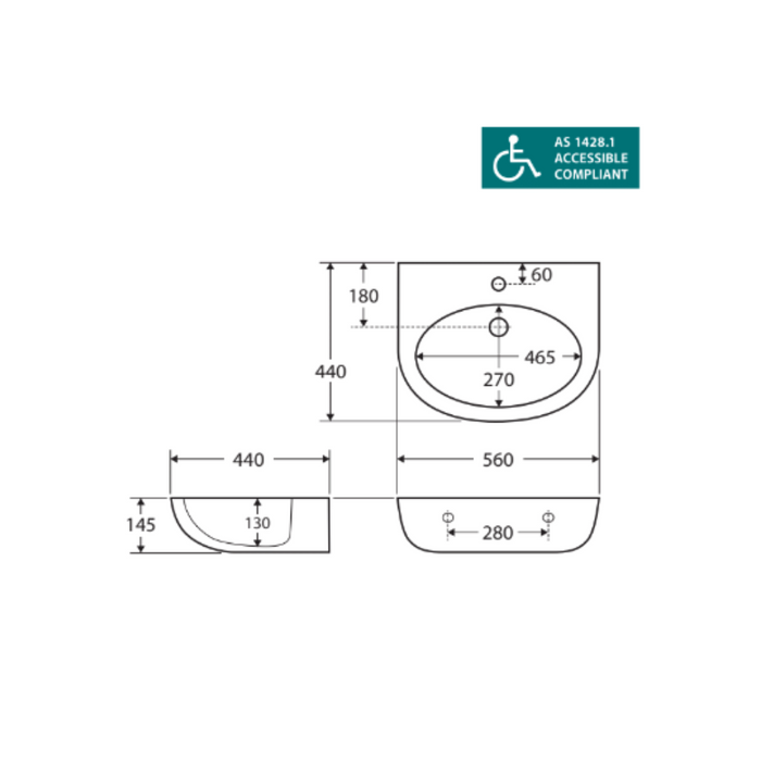 Fienza Stella Care Wall Basin (No Shroud)