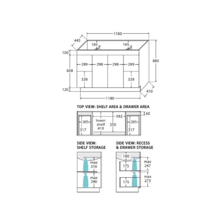 Fienza UniCab 1200 Cabinet on Kickboard