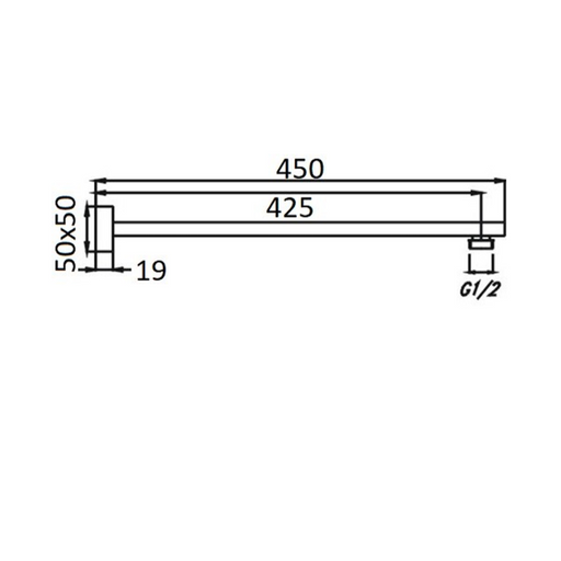 Eric Shower Arm  - Straight 450MM Square Arm Only