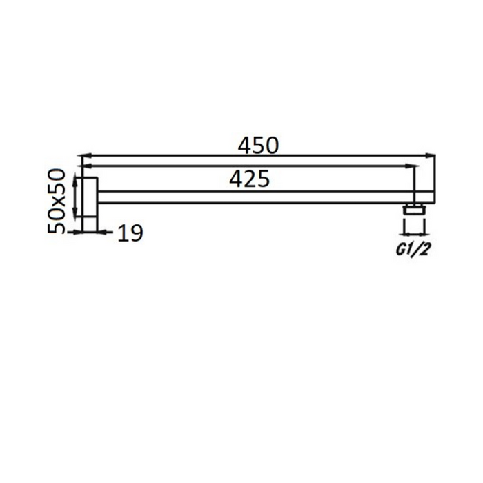 Eric Shower Arm  - Straight 450MM Square Arm Only