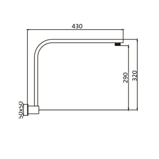 Eric Shower Arm - Square Hi Rise Shower Arm