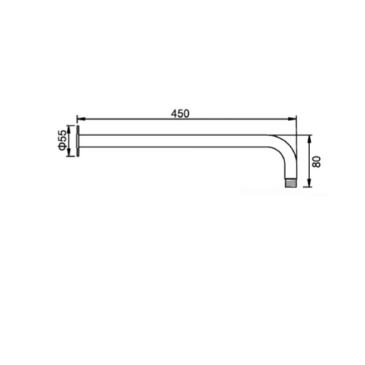 Chris Shower Arm - Straight 450MM Round Arm Only