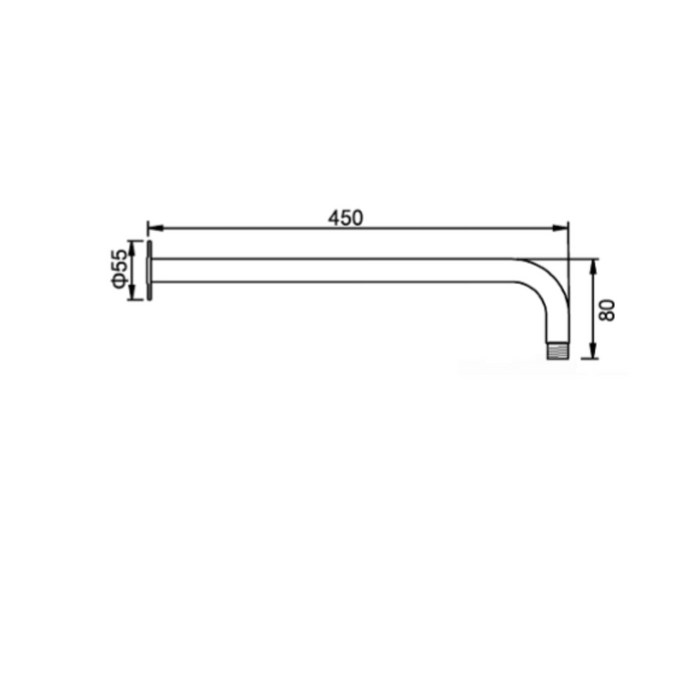 Chris Shower Arm - Straight 450MM Round Arm Only