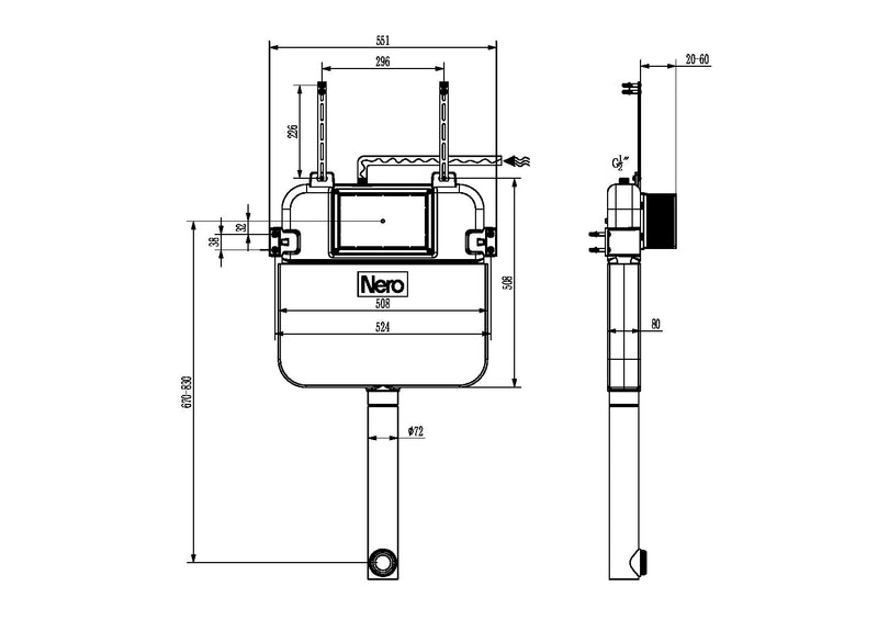 Nero Concealed Pneumatic In Wall Cistern