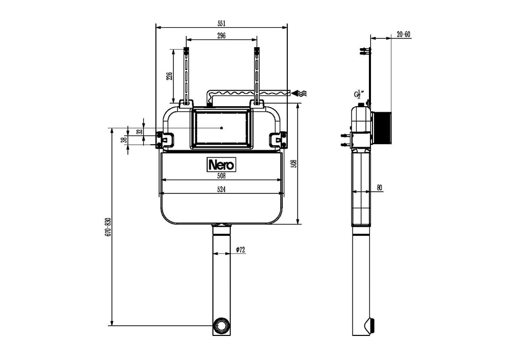 Nero Concealed Pneumatic In Wall Cistern