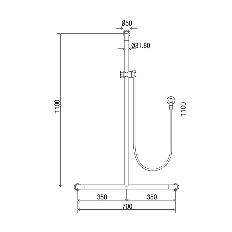 Conserv Hygienic Seal® Glide Slide "Inverted T" Shower Kit Chrome
