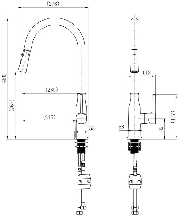 MODERN NATIONAL Helena Pull Out Kitchen Mixer