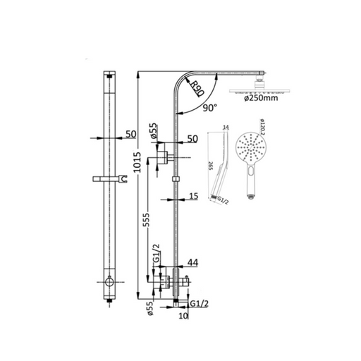 Kara Combination Shower on Rail