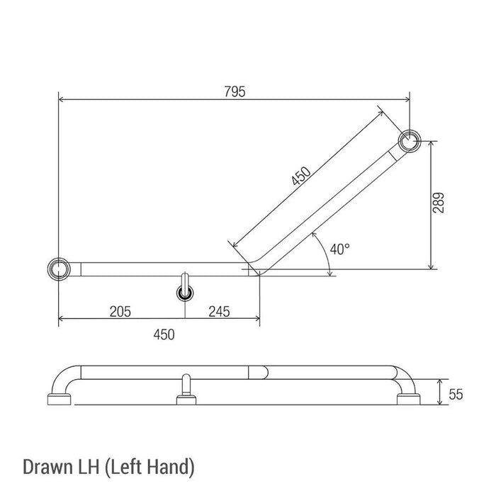 Conserv Hygienic Seal® 40° Ambulant & Accessible Grab Rail 450mm x 450mm