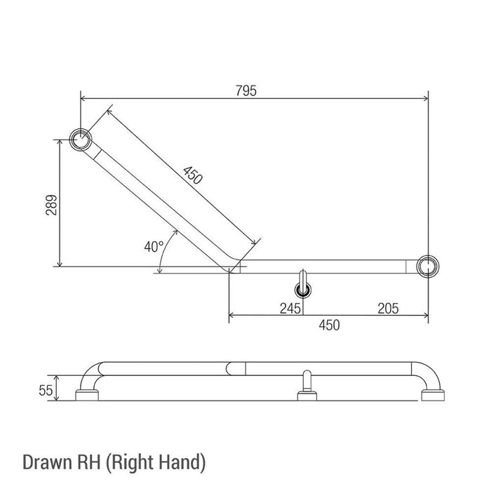 Conserv Hygienic Seal® 40° Ambulant & Accessible Grab Rail 450mm x 450mm