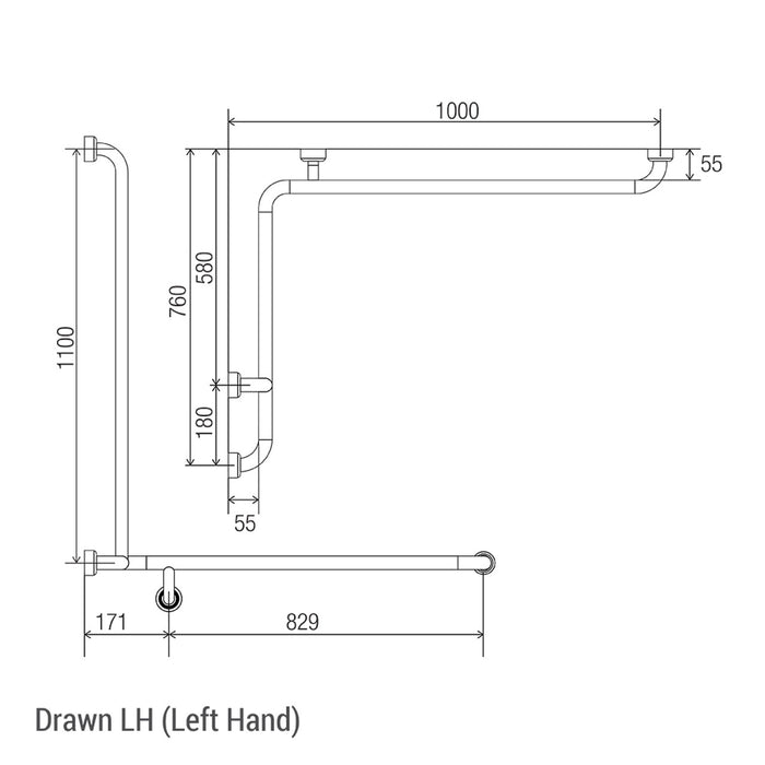 Conserv Hygienic Seal® Corner Shower Grab Rail