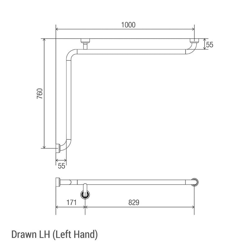 Conserv Hygienic Seal® Corner Grab Rail 760mm x 1000mm