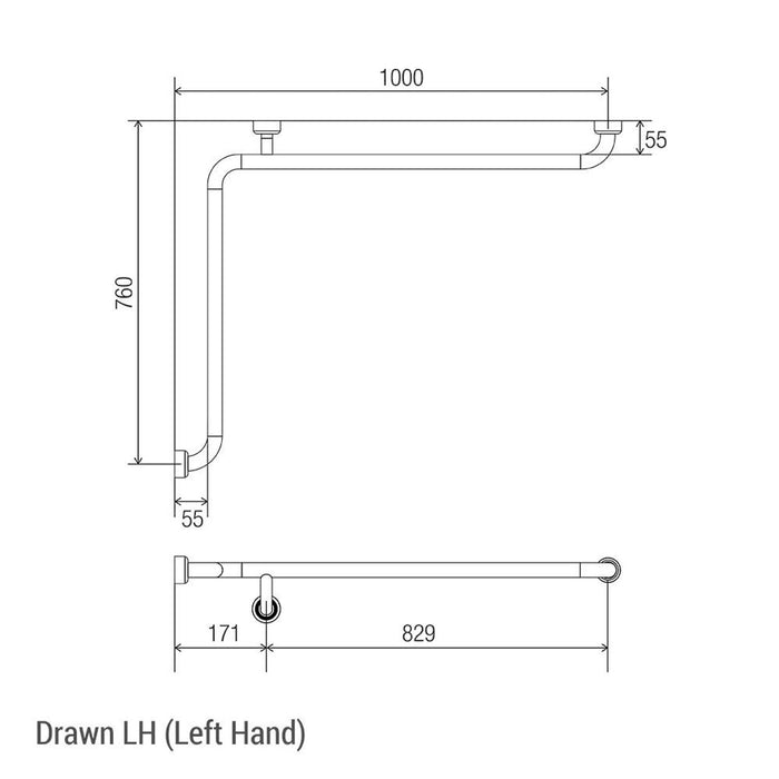 Conserv Hygienic Seal® Corner Grab Rail 760mm x 1000mm