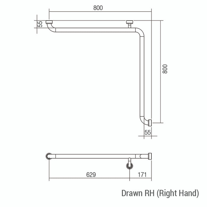 Conserv Hygienic Seal® Corner Grab Rail 800mm x 800mm