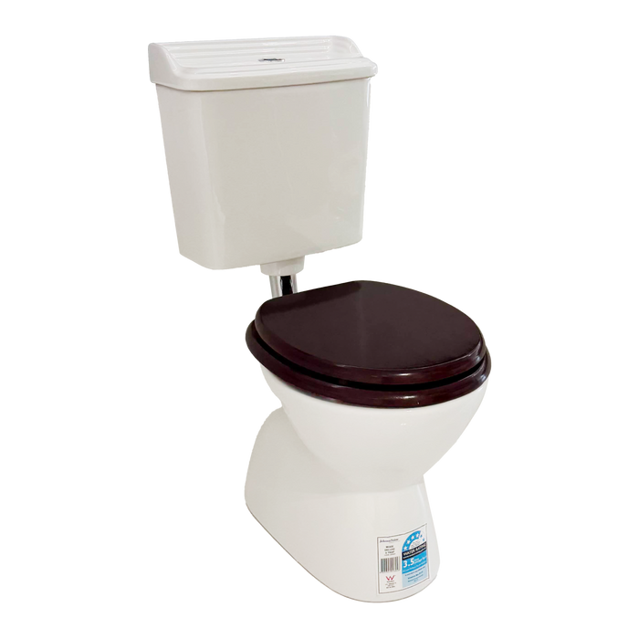 Johnson Suisse  Colonial Feature S Trap Toilet Suite, Mahogany Seat