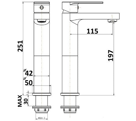 Millennium Kiato Extended Basin Mixer