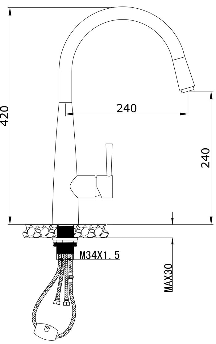 Modern National Kasper Pull Out Kitchen Mixer