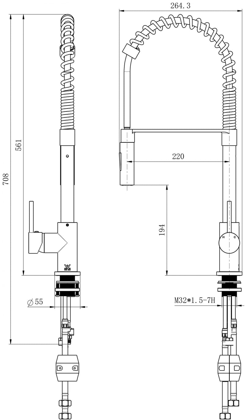 Modern National Kasper Spring Kitchen Mixer