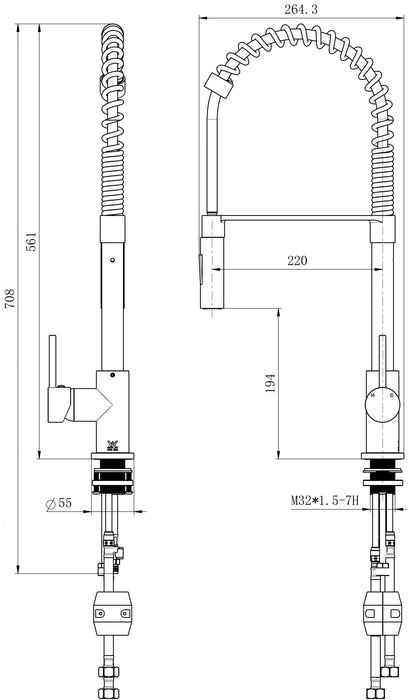 Modern National Kasper Spring Kitchen Mixer