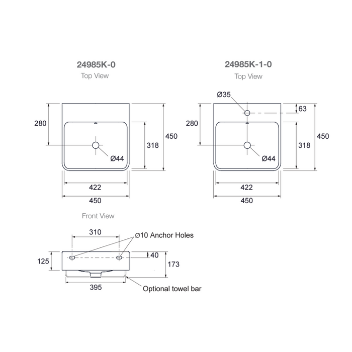 Kohler Forefront Wall Hung Basin