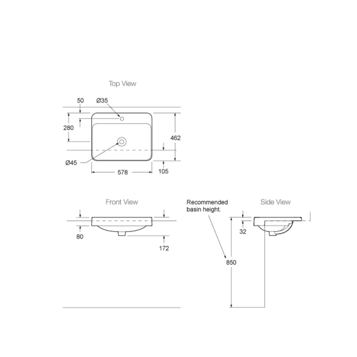 Kohler Forefront Rectangular Semi-Recessed Basin