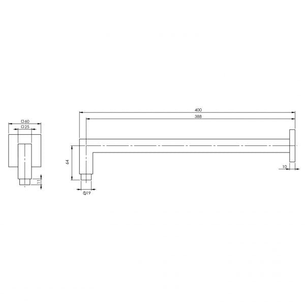 Phoenix Lexi Shower Arm 400mm Square