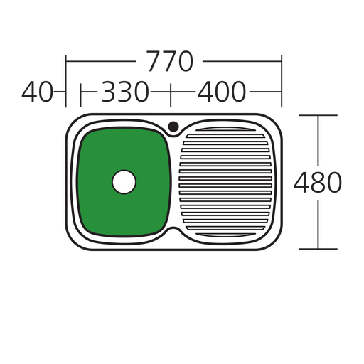 Oliveri Lakeland Single Bowl Sink With Drainer 770mm