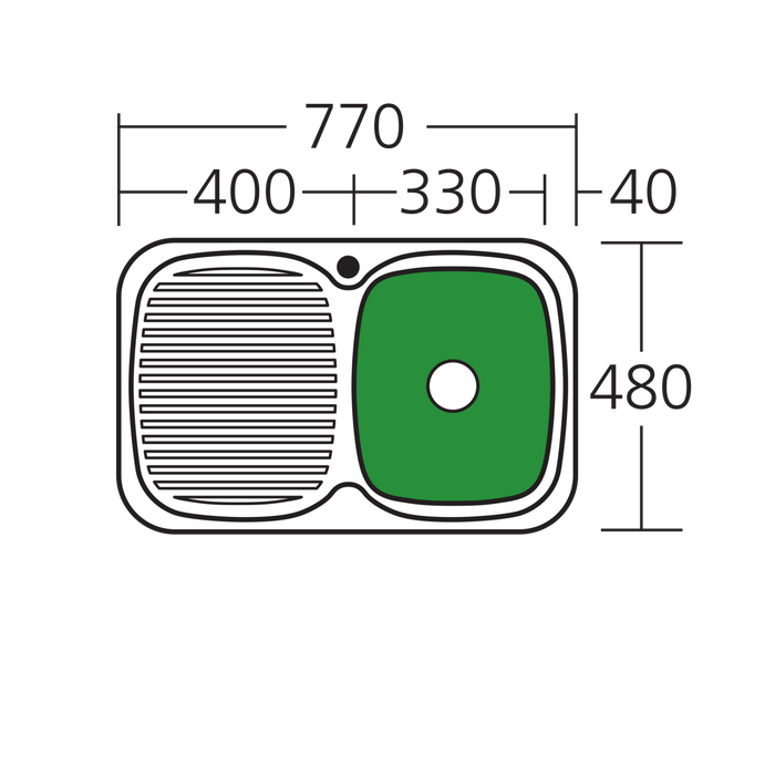 Oliveri Lakeland Single Bowl Sink With Drainer 770mm