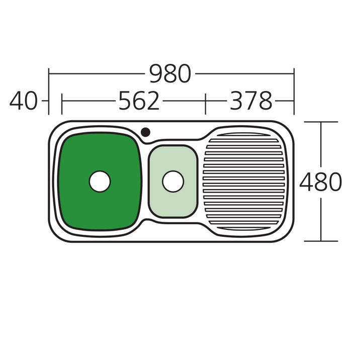 Oliveri Lakeland 1 & 1/2 Bowl Sink With Drainer 980mm