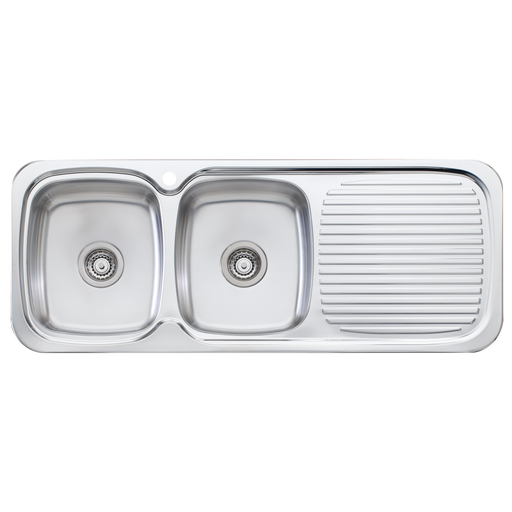 Oliveri Lakeland Double Bowl Sink With Drainer 1200mm