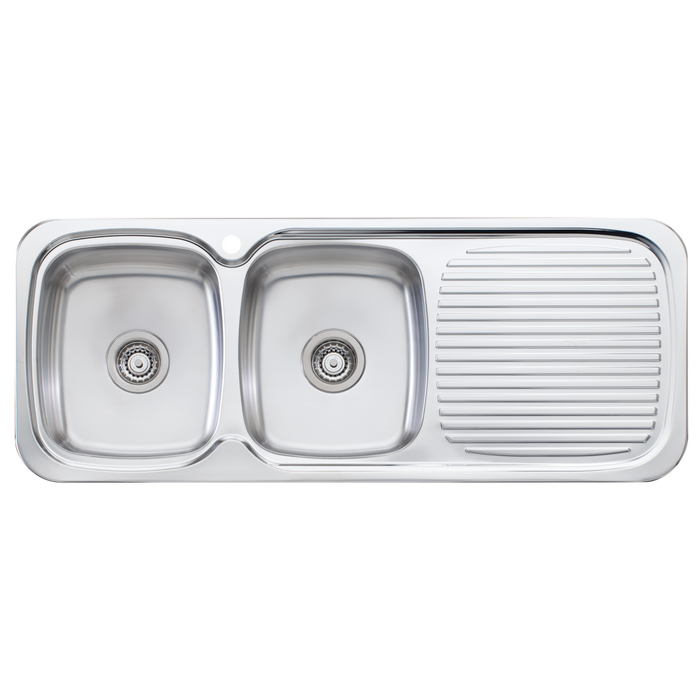 Oliveri Lakeland Double Bowl Sink With Drainer 1200mm