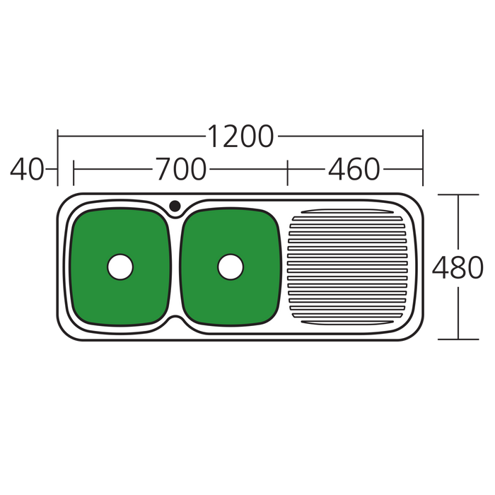 Oliveri Lakeland Double Bowl Sink With Drainer 1200mm