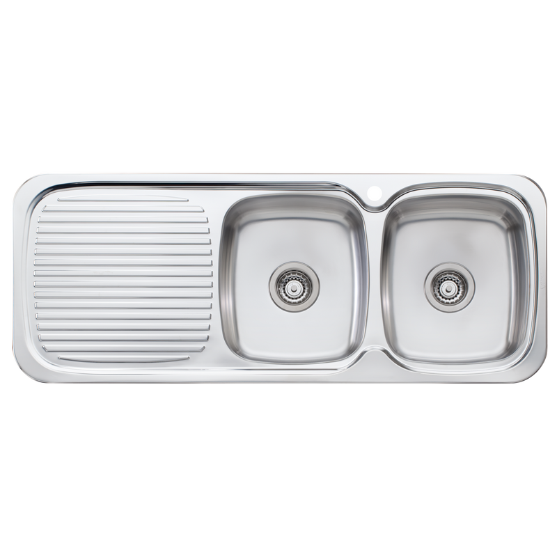 Oliveri Lakeland Double Bowl Sink With Drainer 1200mm