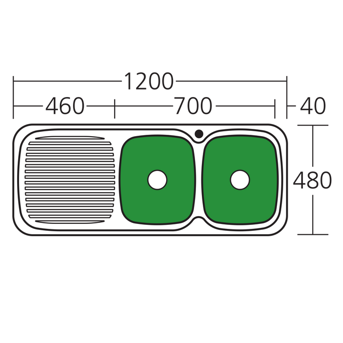 Oliveri Lakeland Double Bowl Sink With Drainer 1200mm