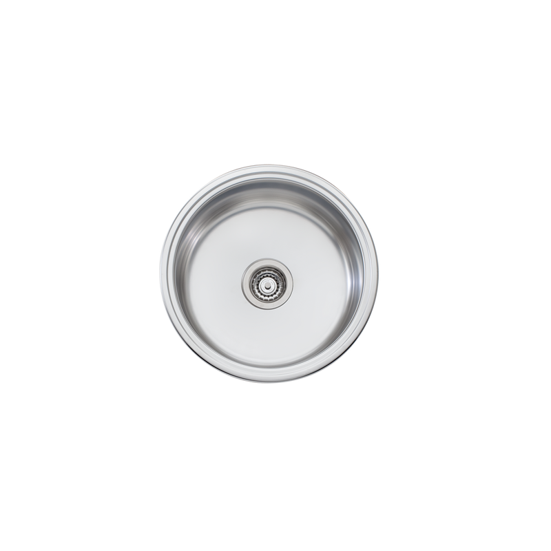 Oliveri Solitaire Round Bowl Sink No Tap Hole  490mm Ext Round Bowl
