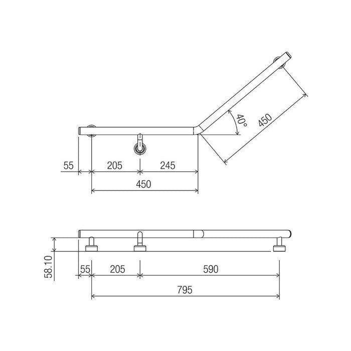 Conserv Linear 40° Ambulant & Accessible Grab Rail 450mm x 450mm