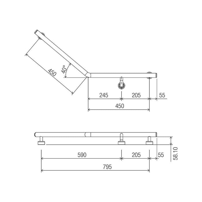 Conserv Linear 40° Ambulant & Accessible Grab Rail 450mm x 450mm