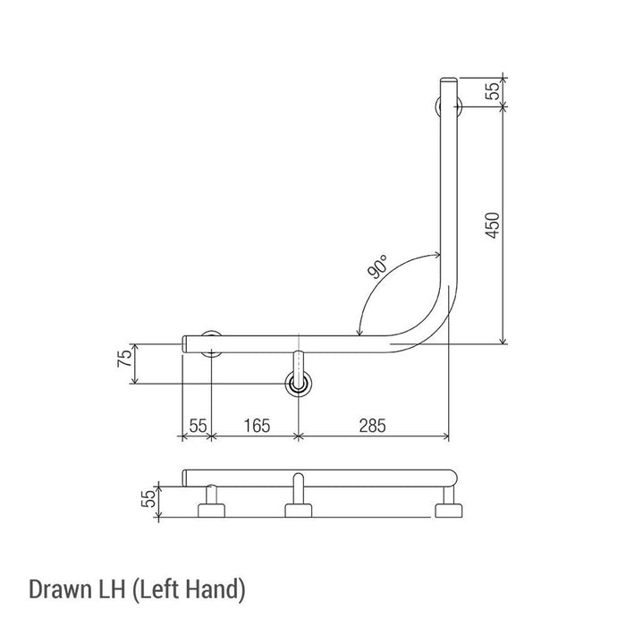 Conserv Linear 90° Ambulant & Accessible Grab Rail 450mm x 450mm