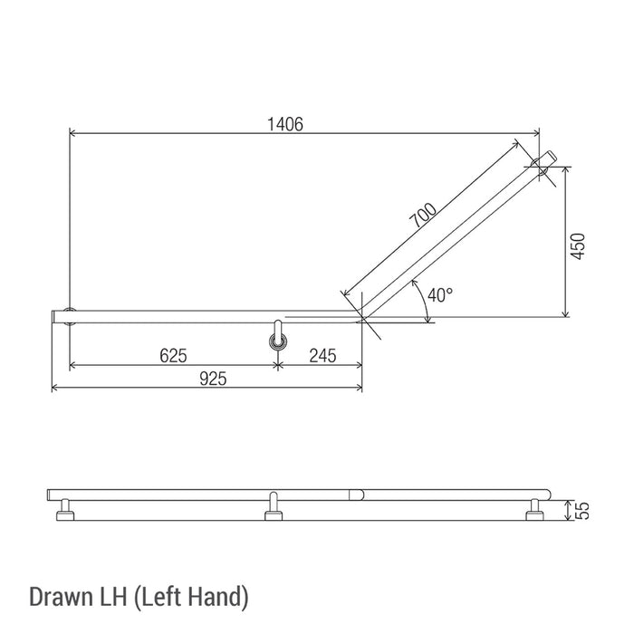 Conserv Linear 40° Ambulant & Accessible Grab Rail 870mm x 700mm