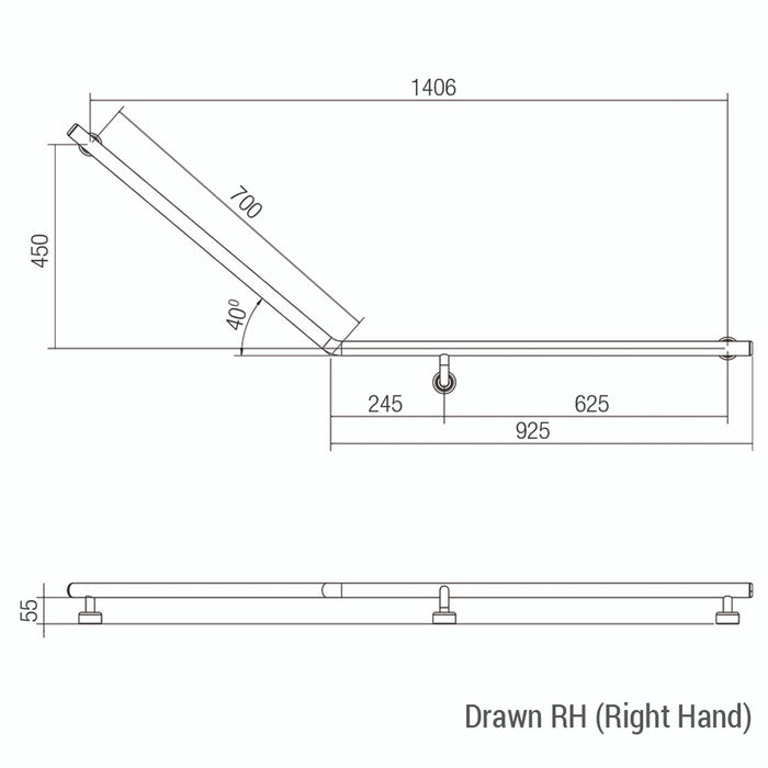 Conserv Linear 40° Ambulant & Accessible Grab Rail 870mm x 700mm