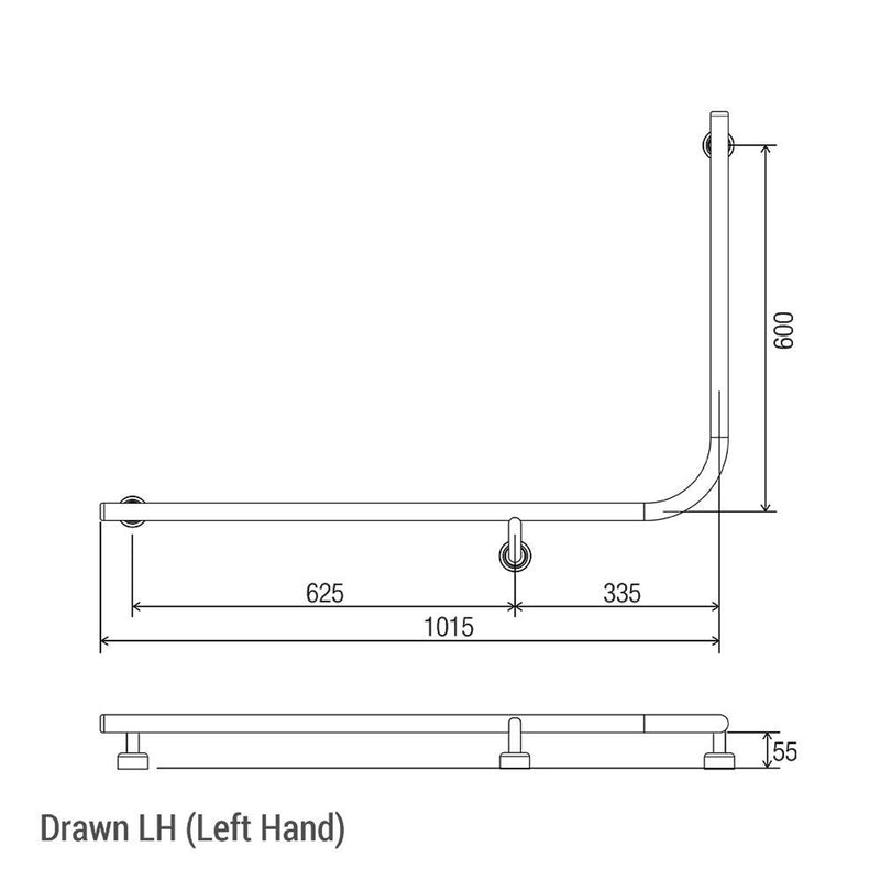 Linear 90° Ambulant & Accessible Grab Rail 960mm x 600mm