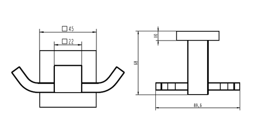 Modern National Lux Double Robe Hook