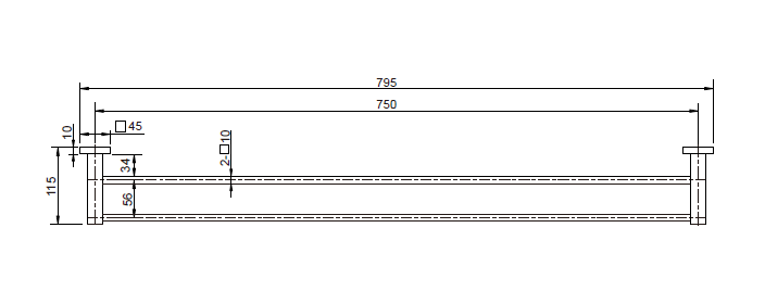 MODERN NATIONAL Lux Double Towel Rail 750mm