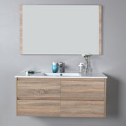 Aulic Leo Finger Wall Hung Cabinet with Flat Stone Top & Top with Undermount Basin