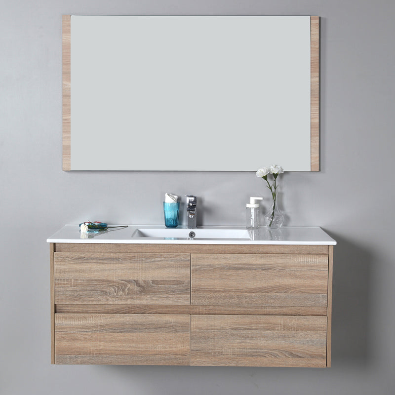 Aulic Leo Finger Wall Hung Cabinet with Flat Stone Top & Top with Undermount Basin