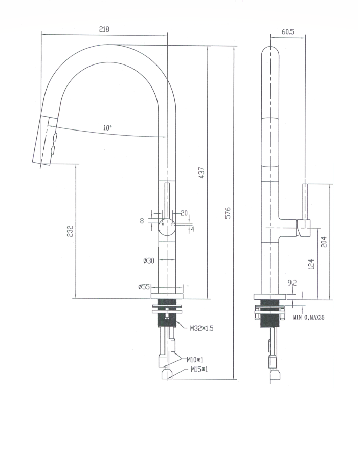 Modern National Bentlee Pull Out Kithen Mixer