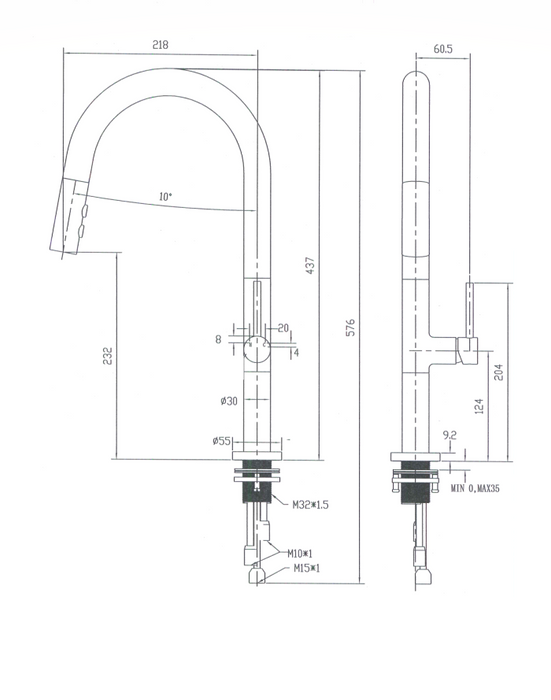 MODERN NATIONAL Bentlee Pull Out Kithen Mixer