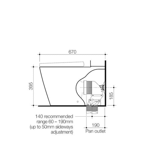 Caroma Luna Square CleanFlush® Wall Faced Close Coupled Pan (suits Bottom Inlet Cistern)