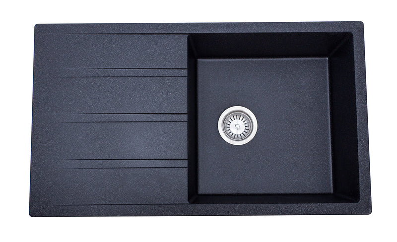 Modern National Dello Single Bowl Granite Sink 860 x 500 x 210mm - 30L - Black Graphite