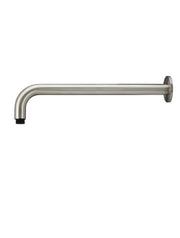Round Wall Shower Curved Arm 400mm Brushed Nickel
